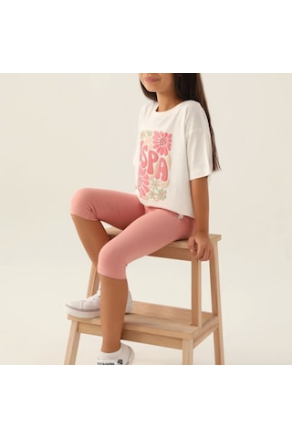 U.S. Polo Assn. U.s. Polo Kız Çocuk Flower 2'li Kapri Takım 1800 Krem Krem