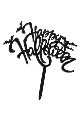 Homyl Akrilik Mutlu Cadılar Bayramı Yarasa Kek Toppers Partisi Siyah