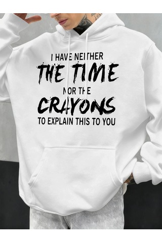 Startmore Tarzsokak Komik Desenli Sonbahar Erkek Kapüşonlu Cepli Sweatshirt Günlük Polar Yumuşak Kazak Hip Hop Kı Beyaz