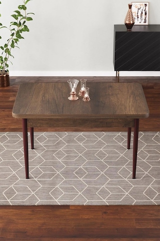 Vera 70x110 Mdf Kahverengi Metal Ayaklı Sabit Üst Kalite Mutfak Masası, Yemek Masası, Salon Masası Kahverengi