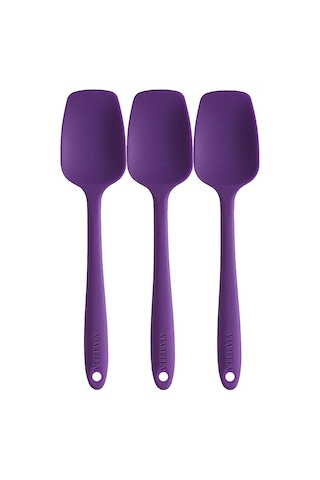 Silikon Kaşık Seti 3lü Büyük Boy Yanmaz Yapışmaz Çizmez Özel Renk
