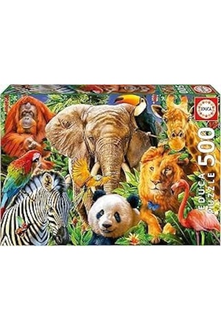 Educa 500 Parça Vahşi Hayvanlar Kolajı Puzzle - 19550 - Wild Animal Collage