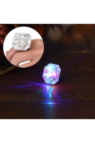 Tasarımlı Led Glow Işıklı 3 Modlu Gümüş Yüzük 3.5 X 5 Cm