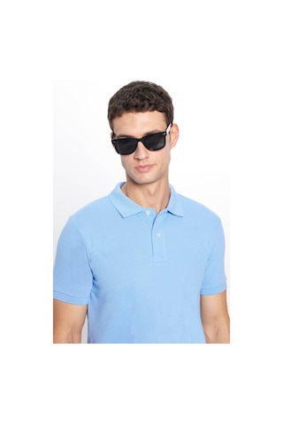 Tudors Erkek Slim Fit Dar Kesim Pamuklu Yumuşak Dokulu Serin Tutan Kumaş Düz Pike Mavi Polo Yaka Tişört-31626 Mavi