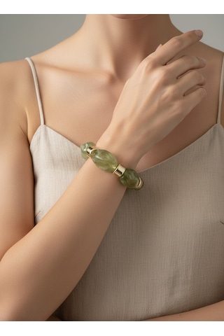 Valmont Accessories Kadın Gold Renk Yeşil İri Kemik Taşlı Bileklik Valmont Accessories Kadın Gold Renk Yeşil İri Kemik Taşlı Bileklik