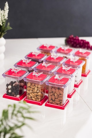 Akrilik Fuşya 12 Li Baharat Kavanozu& Baharatlık & Baharatlık Seti 200 ML ( CAM DEĞİLDİR ) Fuşya