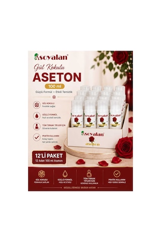 Gül Kokulu Aseton 100 Ml 12'li Hızlı Ve Etkili Oje Temizleyici