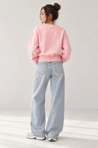 Bbbutikbasic Fermuar Detaylı Şardonlu 3 İplik Kadın Sweatshirt My3535 Pembe