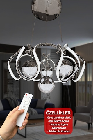 Yeni Fanuslu Şeker Top 4 Lü Arya Xl Modern Sarkıt Salon - Giriş Led Avize Bej