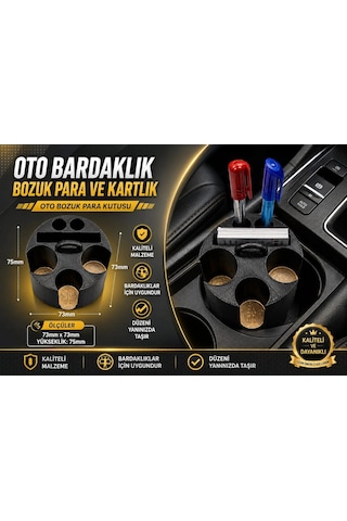 Oto Bozuk Paralık , Bardaklıkta Kullanılan Araç Bozuk Para Ve Kartvizitlik , Oto Bozuk Para Koyma Ye