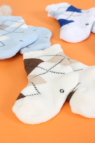 Pamuklu 6'lı Yenidoğan Bebek Kışlık Havlu Çorap Mavi