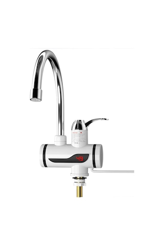 Yaozixa Anında Isıtmalı Elektrikli Musluk - Hızlı Su Isıtma, 2500w, 110v, Porselen Vana Beyaz - Krom