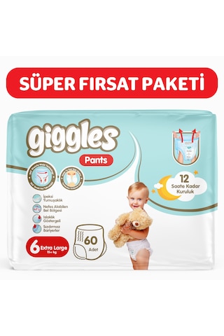 Giggles Pants Külotlu Bebek Bezi 6 Numara Xlarge 60 Adet