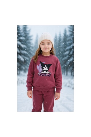 Kidsmadamiko Kız Çocuk Kuromi Sanrio Baskılı 3 İplik Şardonlu Bordo