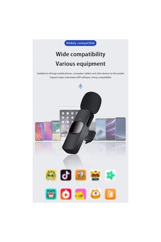 Android Uyumlu Kablosuz Tekli Yaka Mikrofonu Type C Girişli Youtube Video Canlı Yayın İçin Yaka Mikrofonu