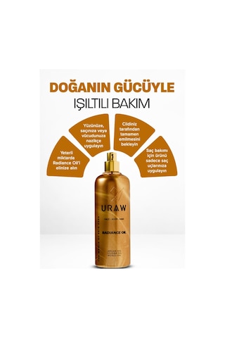 Uraw Radiance Oil Saç ve Vücut İçin Nem Parlaklık ve Işıltı Veren Bakım Yağı 125 ML