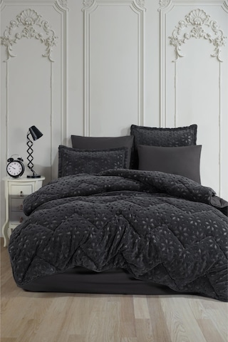 Clasy Wellsoft Jakarlı Çift Kişilik Uyku Seti Babil V1 Antrasit Antrasit