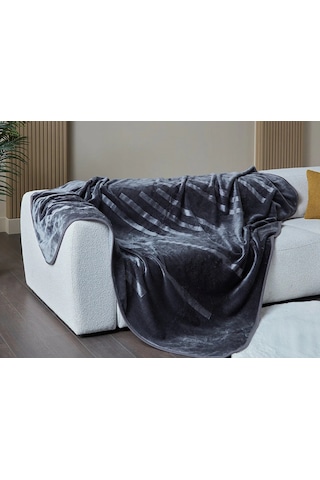 Doqu Embos Battaniye Perlina Çift Kişilik Gri