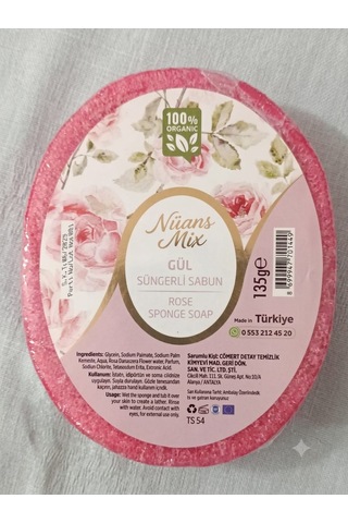 Doğal Handmade Süngerli Sabun, 135 Gr Gül