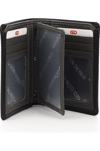 Gönderir Siyaha Antrasit Hakiki Deri Dikey Cüzdan Siyah - Antrasit