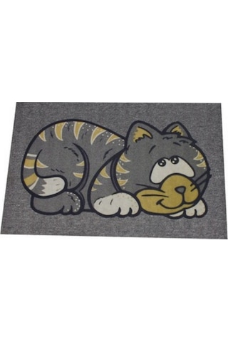 Kedi Desenli Kauçuk İç Ve Dış Kapı Önü Paspası 45x70