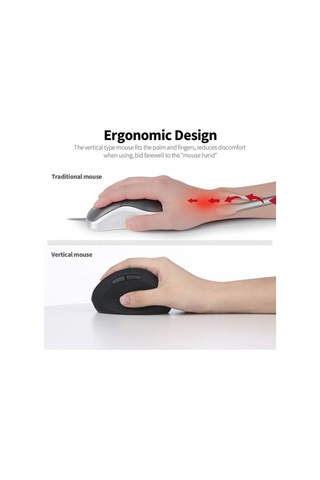 Novahub Dikey Usb Kablolu Ergonomik Fare - 6 Tuşlu, 3 Ayarlanabilir Dpı, Siyah/beyaz/pembe, 10.5x7x6cm, Pc/laptop İçin Optik Optik