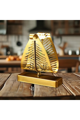 Homyl Peçetelik Tezgah Üstü Mendil Rafı Dikey Metal Kağıt Altın