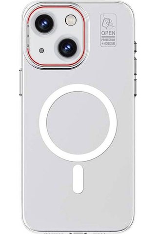 Apple Uyumlu iPhone 15 Plus Kılıf Recci Magnetic Glass Serisi Standlı Magsafe Şarj Özellik Kapak Beyaz