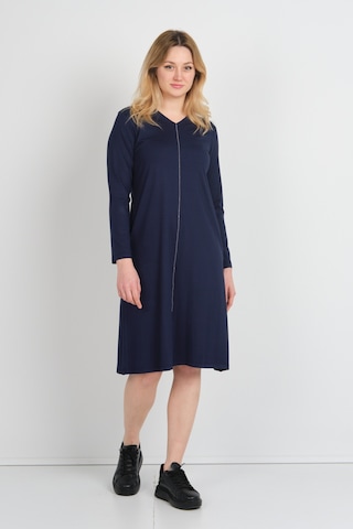 Sistas Kadın V Yaka Parlak Şerit Detaylı Uzun Kollu Çift Cepli Elbise 24442 Lacivert Lacivert