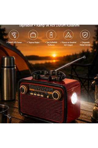 Eskitme Nostalji Tasarımlı Bluetoothlu Nostalji Radyo Ahşap Nostaljik Görünümlü 48549768