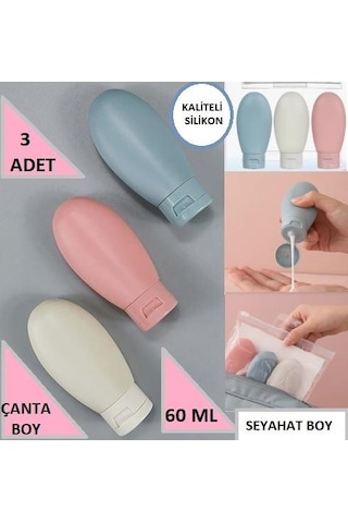 Doldurulabilir Krem Şampuan Kutusu Seyahat Şişesi Çanta 3 Lü