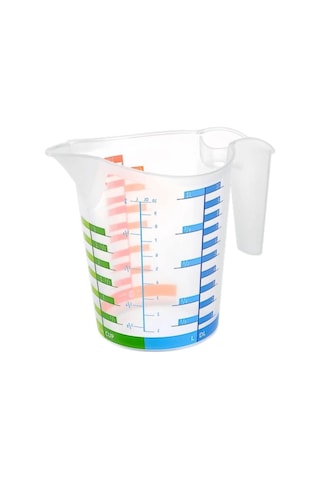 Ollevra 500 Ml Renkli Dereceli Sert Plastik Mutfak Ölçü Kabı Şeffaf