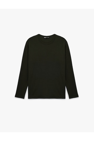 Koton Regular Fit Pamuklu Uzun Kollu Bisiklet Yaka Tişört Antrasit 6sam10386mk