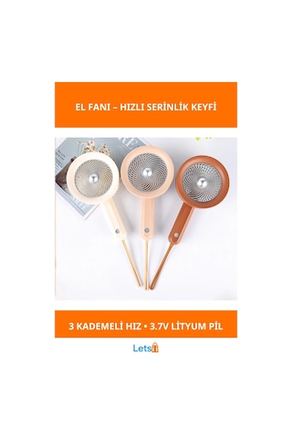 Şarjlı Taşınabilir Mini El Fanı 3 Kademeli Hız Ayarı