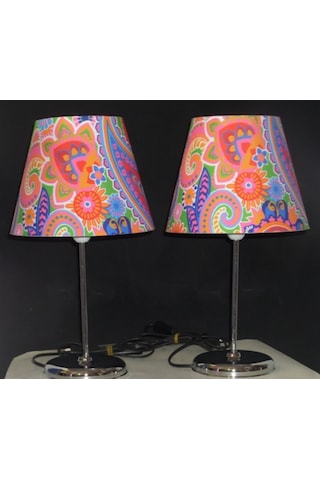 Yatak Odası Avize Abajur Seti Metal Krom Ayaklı