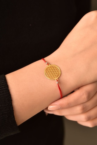 925 Ayar Gümüş Dorika Toplu Altın Kaplama Yaşam Çiçeği Kadın Bileklik