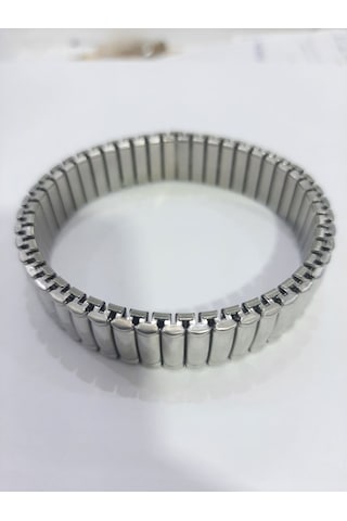 Çelik Bileklik Metal Kavisli Elastik Model 1 Cm Genişlik 18 Cm Uzunluk Ortası Gümüş Kenarı Gümüş Silver Gümüş