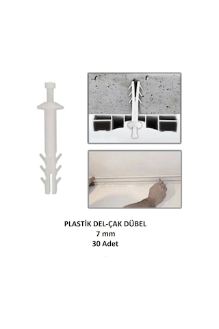 Plastik Çivili Korniş Dübeli, 7 Mm Del Çak Dübeli 30 Adet 7 MM