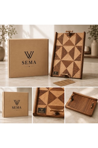 Sema Collection Dekoratif Ahşap Servis Tepsisi