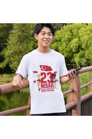 Alpşan Ticaret 23 Nisan Tişörtleri 23 Nisan T-shirt Beyaz Çocuk Yetişkin Tişört Unisex T-shirt Çocuk Bayramı 59 Beyaz