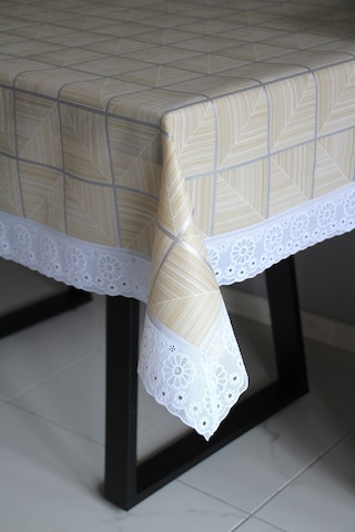 120x150 Zemin Kaydırmaz Silinebilir Muşamba Masa Örtüsü Kahvekaremetalik