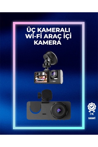 1080p Ön + 720p Arka & İç Kamera Suya Dayanıklı Araç Güvenlik Kamerası 89783961