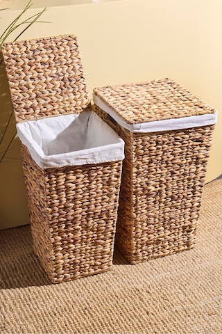 Cilento Hasır 2'li Çamaşır Sepeti Seti Kahverengı Kahverengi