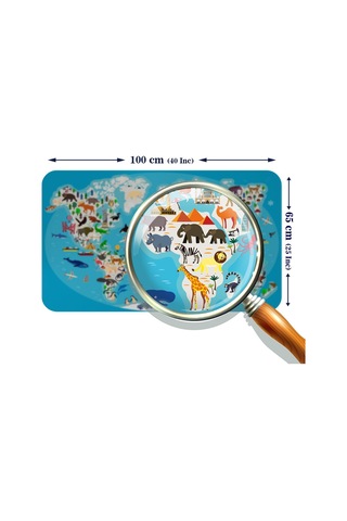 Eğitici Dünya Haritası Dünya Atlası Çocuk Ve Bebek Odası Duvar Sticker-60x105-3787 Çok Renkli