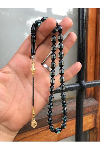 Sultantelkari Sürmeli Model Su Yeşili Tonunda Toz Kehribar Tesbih