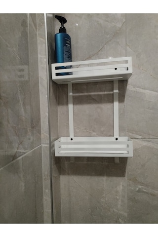 lyla concept Toren 2 Katlı Metal Şampuanlık Seti - Beyaz Beyaz