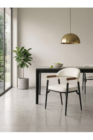 Valen Exclusive Kolçaklı Metal Sandalye Siyah-beyaz