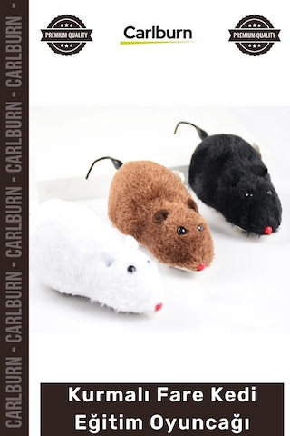 Petshop İnteraktif Hareketli Mekanik Avcılık İçgüdü Geliştiren Kurmalı Fare Kedi Eğitim Oyuncağı