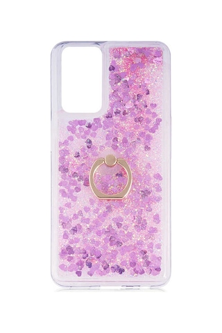 Flody Samsung Uyumlu Galaxy S23 Fe Kılıf Sulu Simli Akışkan Silikon Yüzüklü Pembe