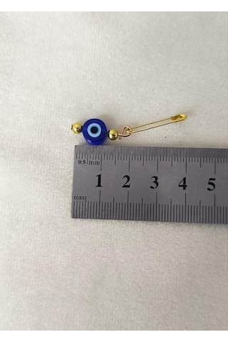 10 Adet 1 Cm Yassı Mavi Maşallahlık İğneli Cam Nazar Boncuğu